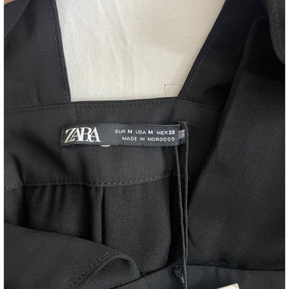 Zara Box Pleat Pinafore Dress Black - Picture 9 of 11